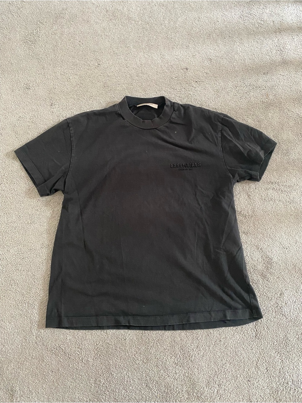 Essentials Black Short Sleeve Embroidered Logo Tee
